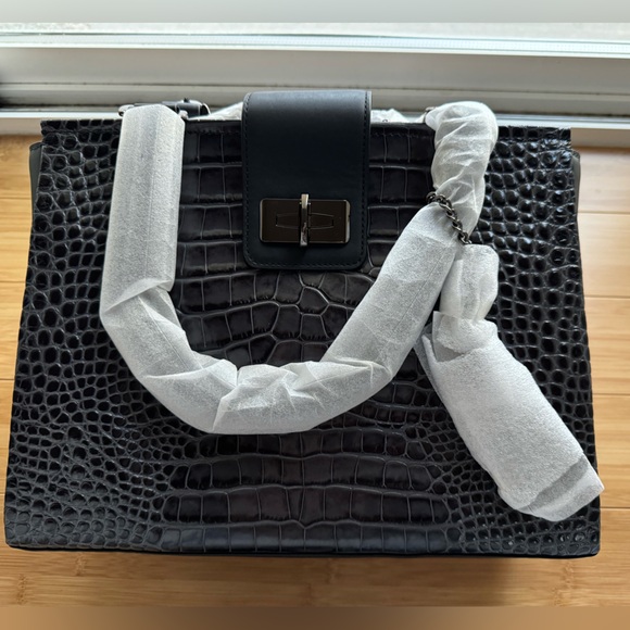 Tumi Pavia Cori Croc-Embossed Tote Bag- Charcoal - Picture 8 of 11